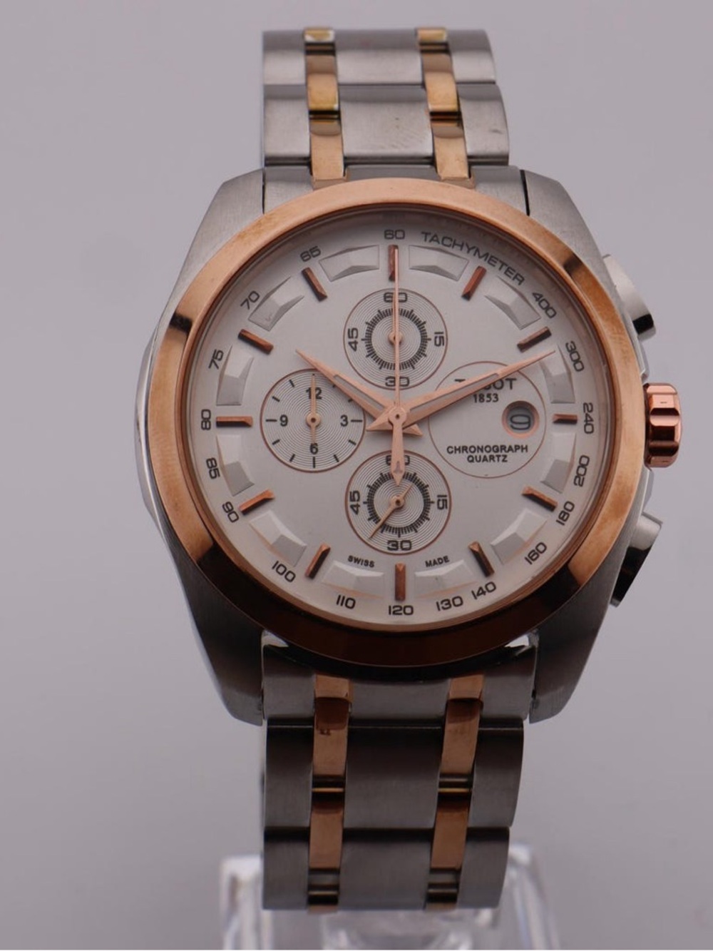 NEW Tissot 1853 Couturier Tachymeter Rose Gold & Silver Chronograph Watch In Box - Picture 2 of 11